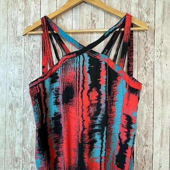 Fabletics Womens Liza Romper Stretch Waist Strappy Sleeve Watercolor Small - Picture 3 of 12